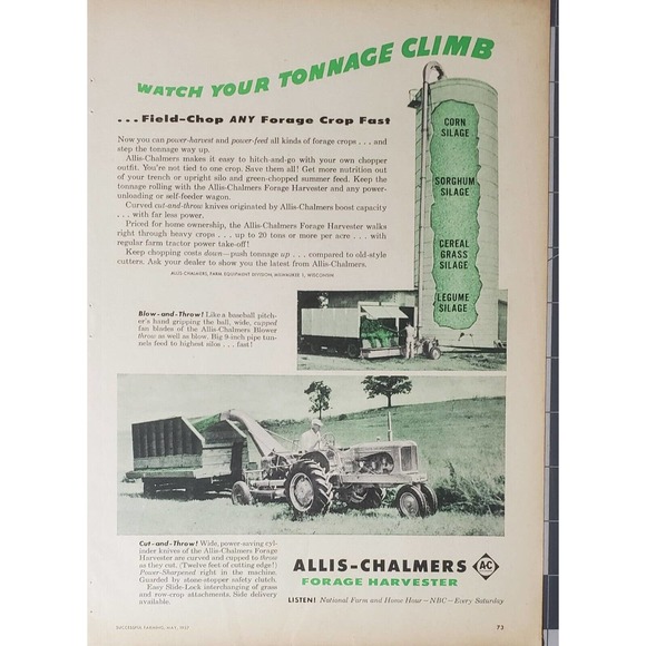 Allis Chalmers Forage Harvesters Magazine Advertisement 1957 - Picture 1 of 1